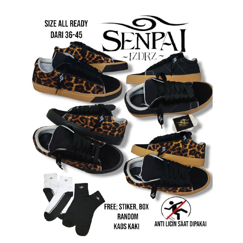 Skena Bigfat Gum Brand Senpai/black White/leopard Skate Shoes - Mens Womens