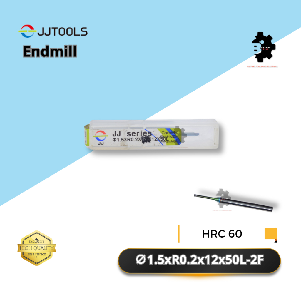 MESIN Endmill 1.5 x R0.2 x 12 x 50L- 2F - HRC 60 - JJ TOOLS ยี่ห้อ - เครื่องมือตัด - Original - เครื