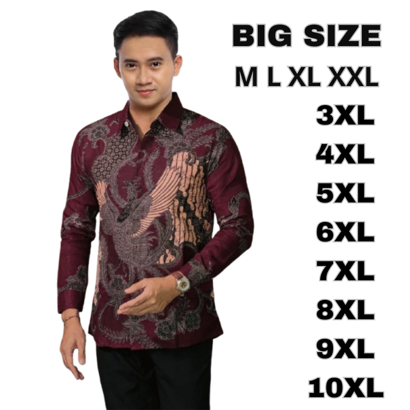 เสื้อเชิ้ตผ้าบาติกผู้ชาย KEMEJA Jumbo | ผ้าบาติกผู้ชายเบอร์กันดีล่าสุดชุดทํางานผ้าบาติกลําลองสมัยใหม่