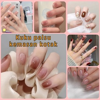 24Pcs Kuku Palsu Fake Nail Kuku Palsu Aesthetic Murah Import