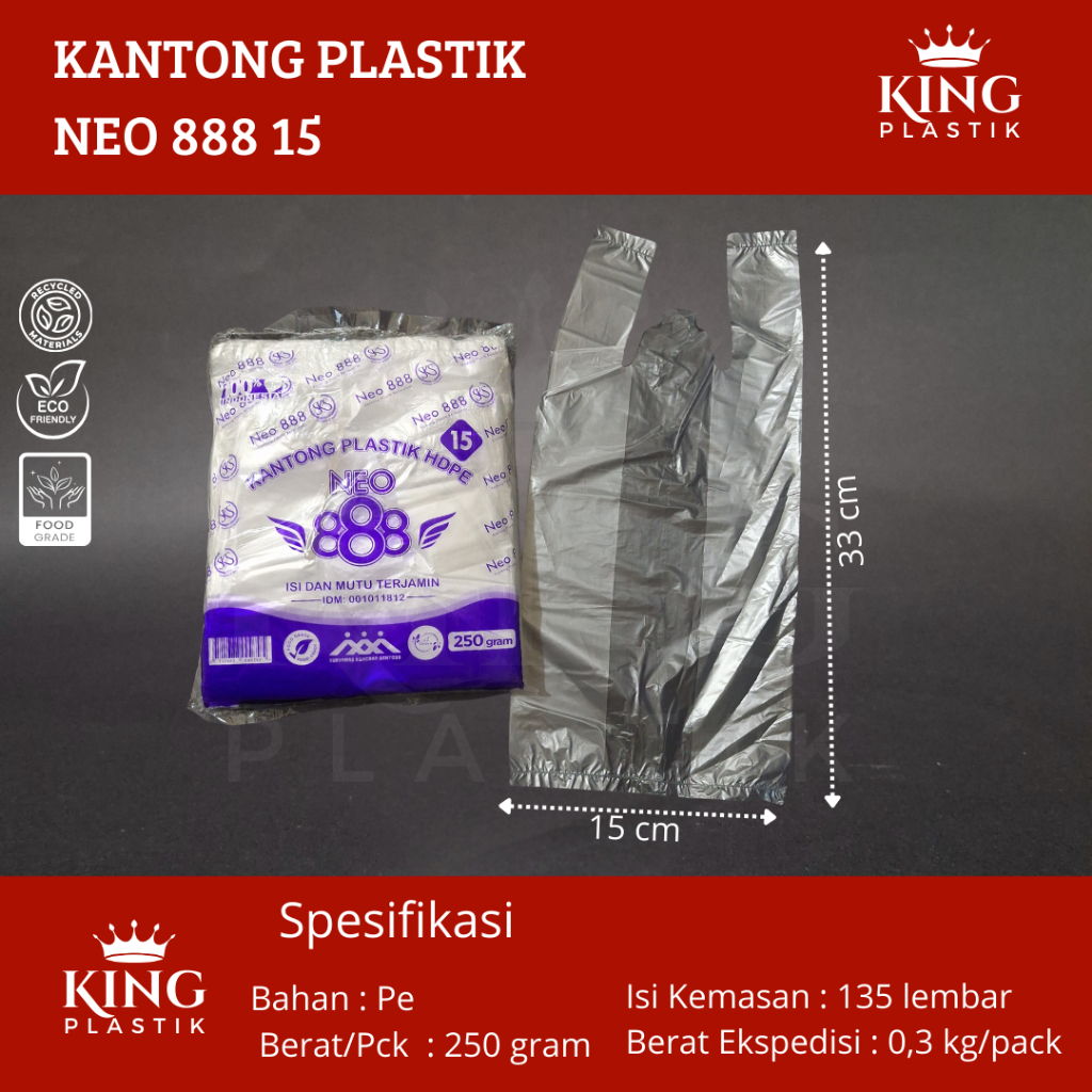 กระเป๋าพลาสติกใส 15 250gr / HDPE Neo888 กระเป๋าพลาสติกใส ขนาด 15 เป็นมิตรกับสิ่งแวดล้อม