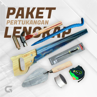 Paket Alat Bertukang Lengkap Gergaji , Palu, Kikir, Meteran, Linggis , Cetok Semen ,Benang Nilon Lot