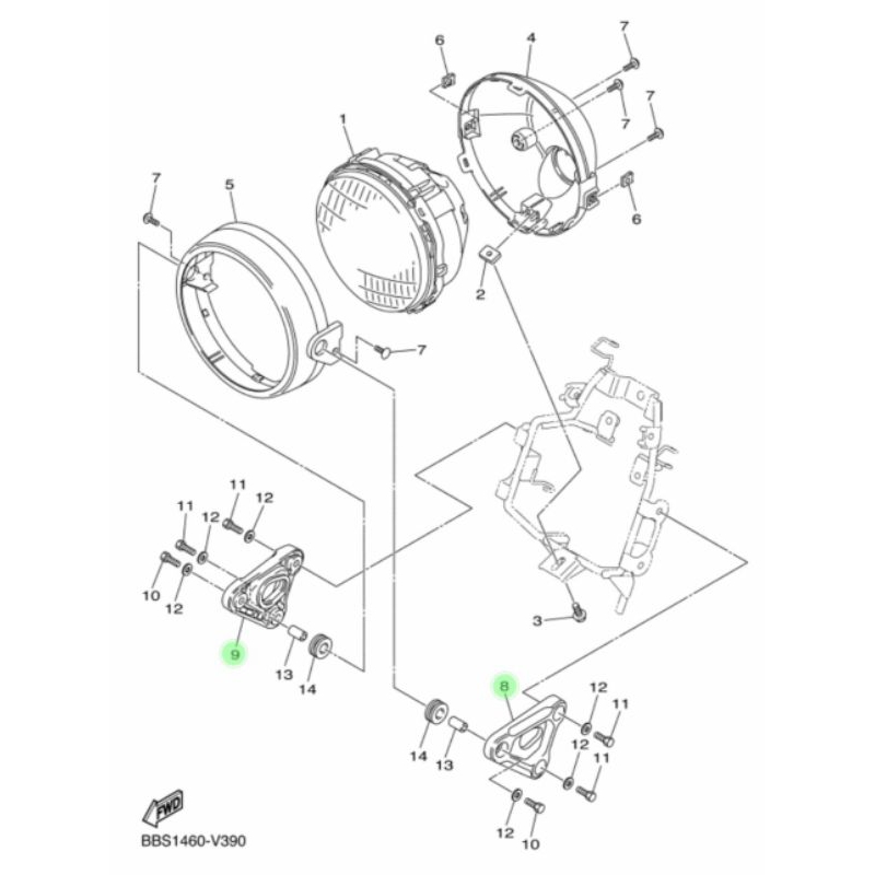 Stay ไฟหน้าวงเล็บไฟเลี้ยวหน้าหู XSR 155 B1V-H4118-00 B1V-H4119-00 ของแท้ Yamaha YGP