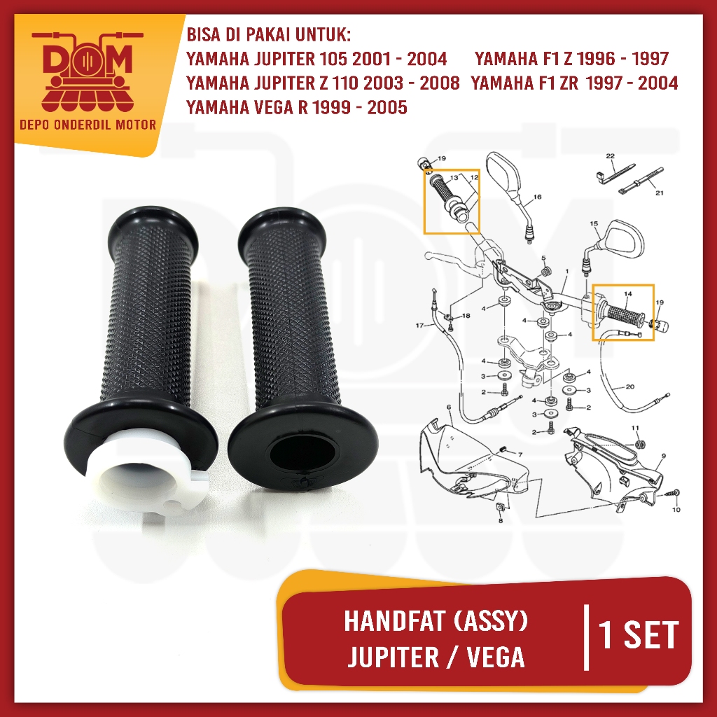 Handfat Assy Jupiter (PSP) Hanfat Handgrip ท่อแก๊สยาง Yamaha Vega F1zr Fiz R ราคาต่อชุด