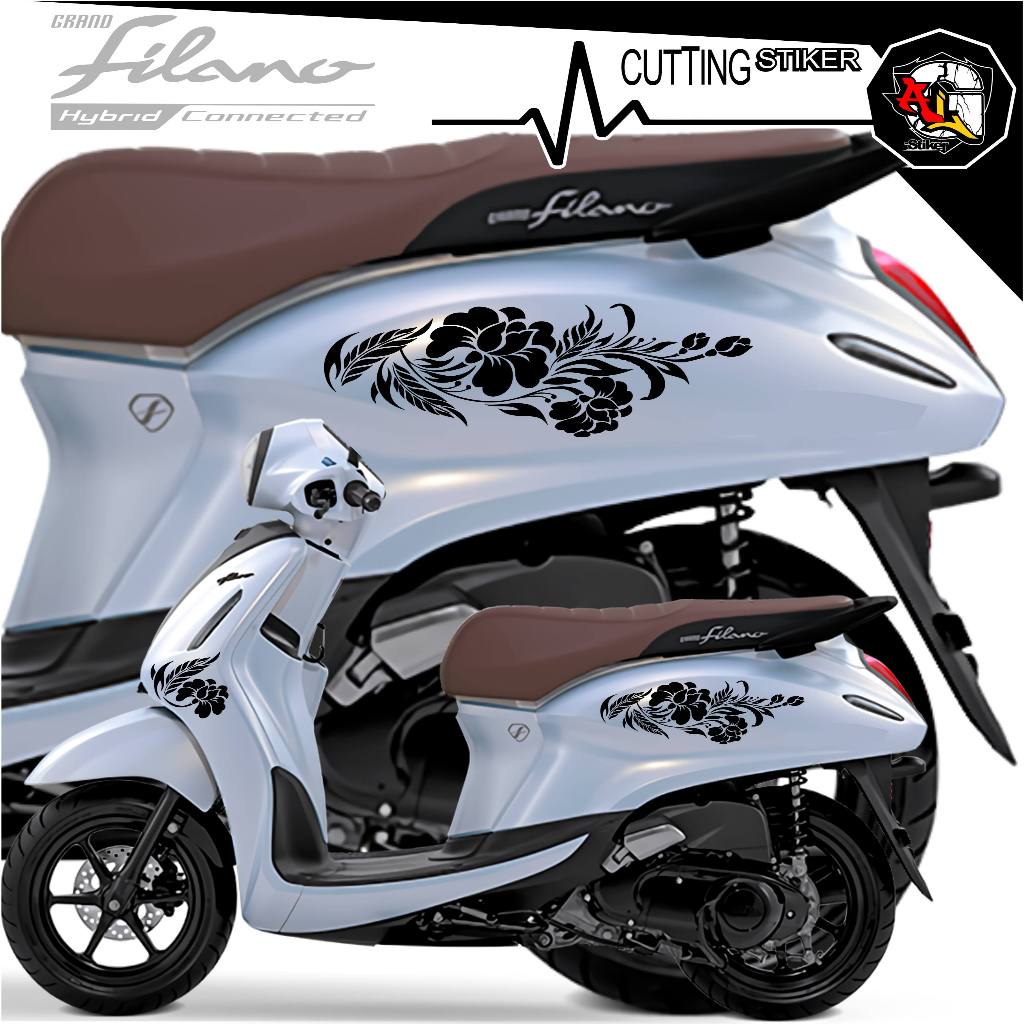 GRAND FILANO FLOWER STRIPING/CUTTING STICKER/496/MOTORCYCLE STICKER/STRIPING,KERETA/FLOWER SILHOUETTE STICKER