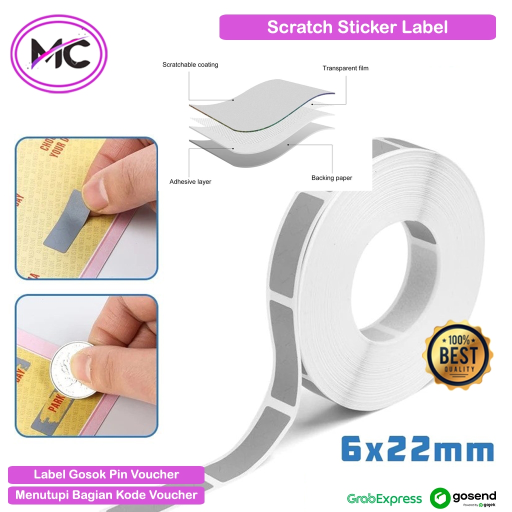 ฝาครอบฉลากสติ๊กเกอร์ Voucher Pin Scratch Rub Sticker Label Stick Seal รหัส Vocher Per 10 ชิ้น Barcod