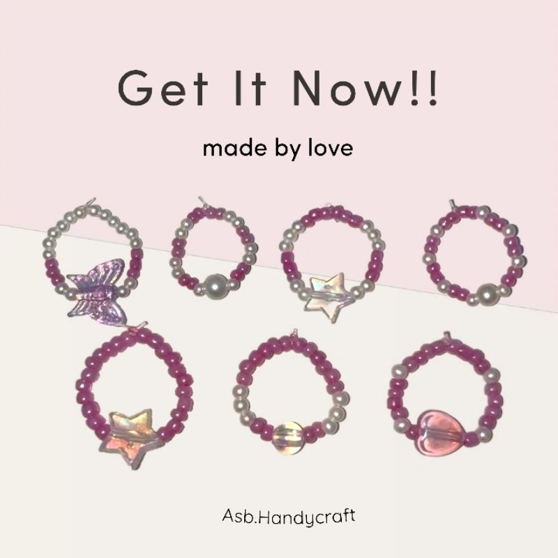 [CMM064] 1 ชิ้น - แหวนลูกปัดสีซีรีส์พรีเมี่ยม