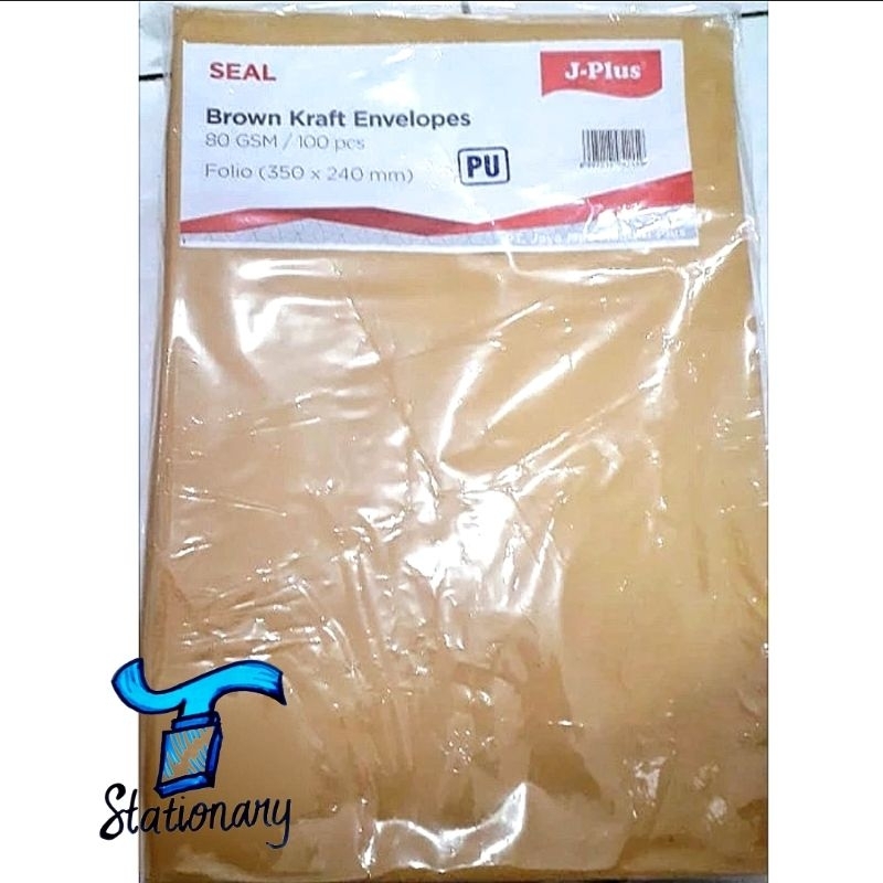 Jplus Folio Brown Envelope / ซองจดหมายคราฟท์สีน้ําตาล (ทากาว)