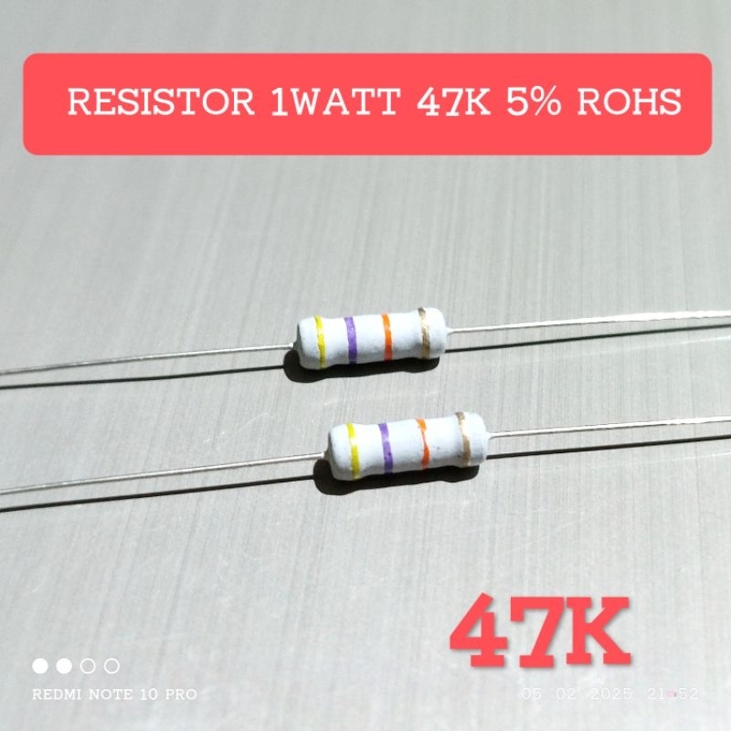 (5 ชิ้น) 1WATT 1W 47K CF 5% ROHS RESISTORS