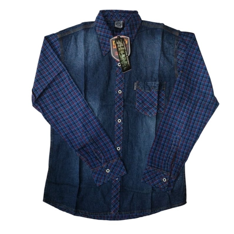 KEMEJA ONFIRE ONFIRE Flannel Denim Long เสื้อผู้ชายยาวเสื้อ DENIM Flannel
