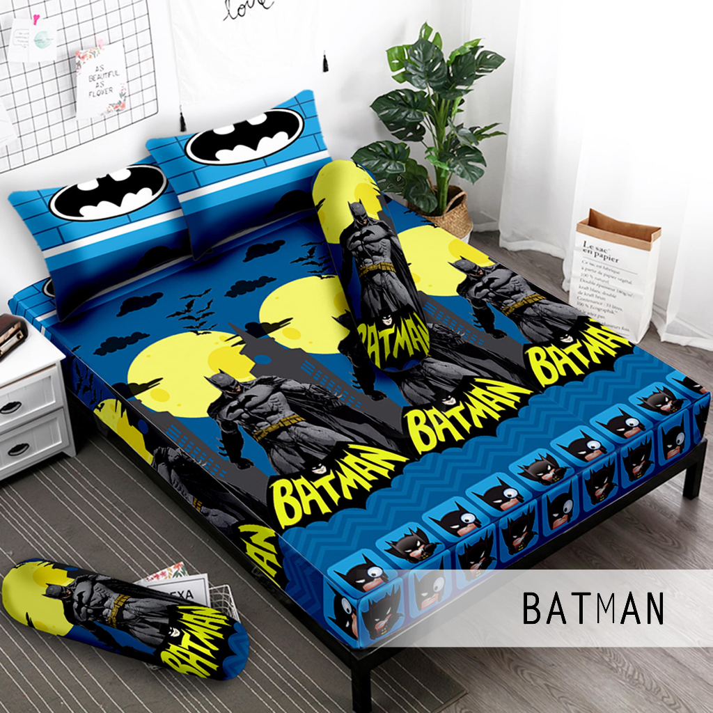 Batman MOTIF AESTHETIC BED SHEETS ขนาด 120, 160, 180x200 RUBBER CORNER / FINE HOMEMADE BED SHEETS ฟร