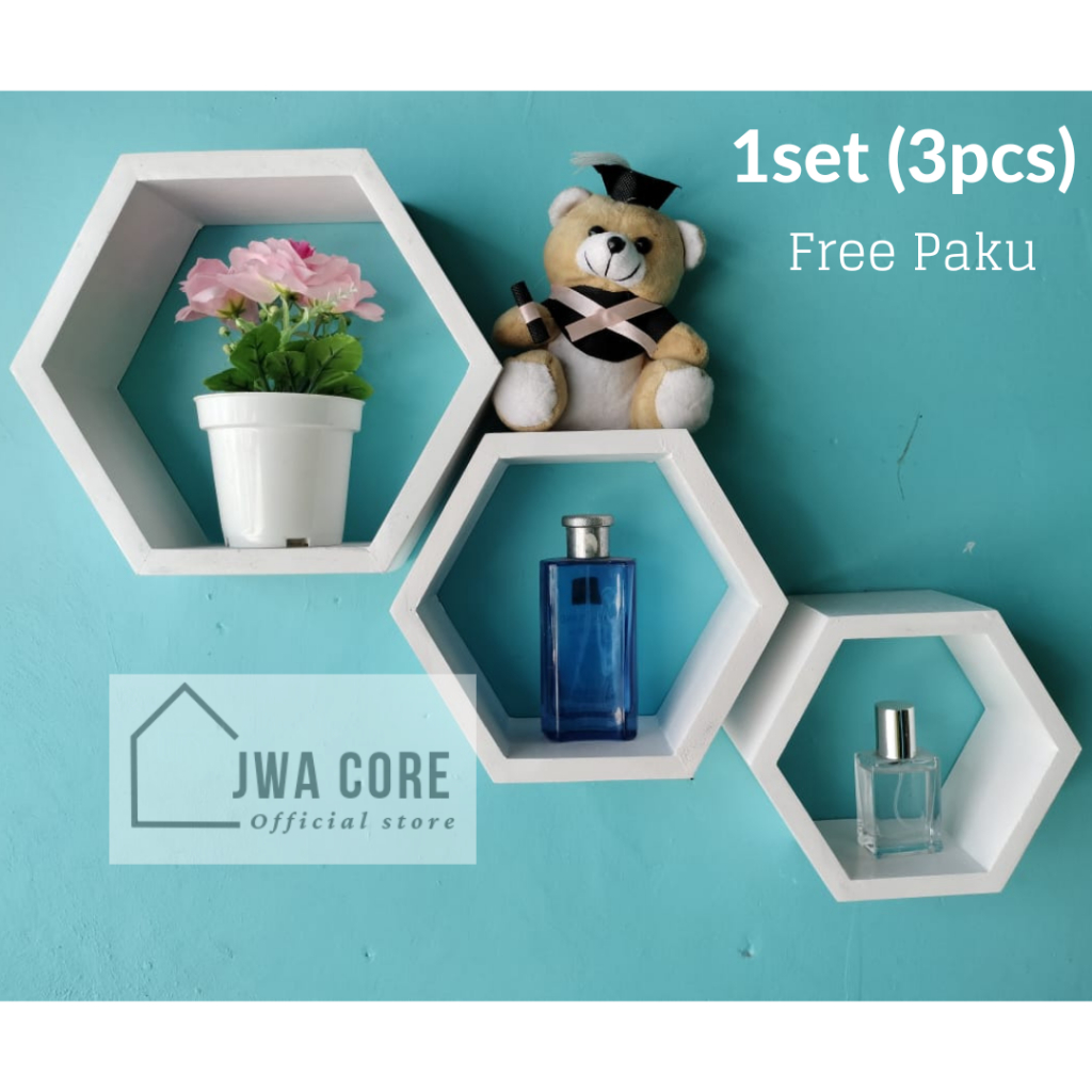 MINIMALIST HEXAGONAL WALL SHELF.