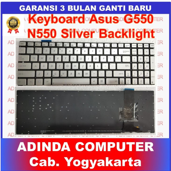 Asus N550 G550 Q550L Q550LF N76 คีย์บอร์ดแบ็คไลท์สีเงิน