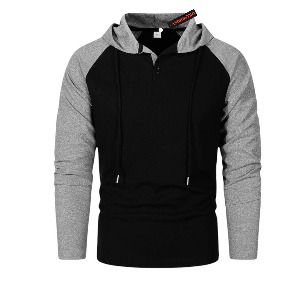เสื้อยืด reglan แขนยาวสําหรับผู้ชาย/เสื้อยืด reglan ติดกระดุมยาว 2 ตัว/เสื้อยืด Erglan hodie