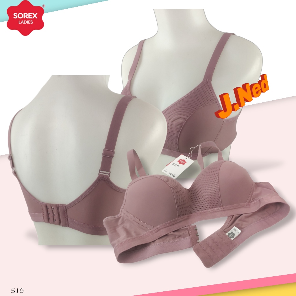 J519 Sorex Comfy & Chic Womens Thin Foam Bra ไม่มีลวด Full Cup B สามตะขอขนาด 36 - 42
