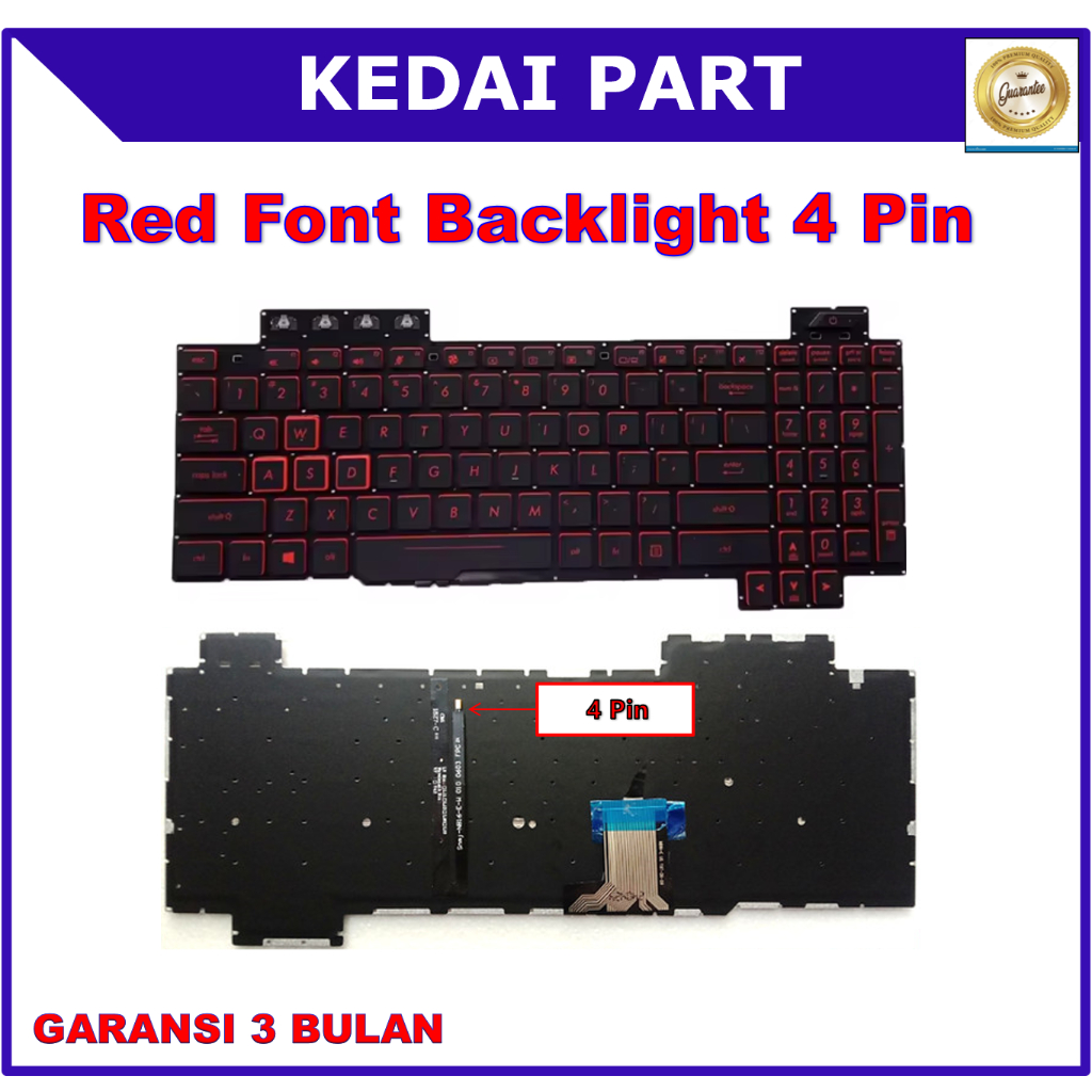 Asus TUF FX504 FX705 FX705G FX705GD FX705GT FX705GM FX705A คีย์บอร์ดตัวอักษรสีแดง