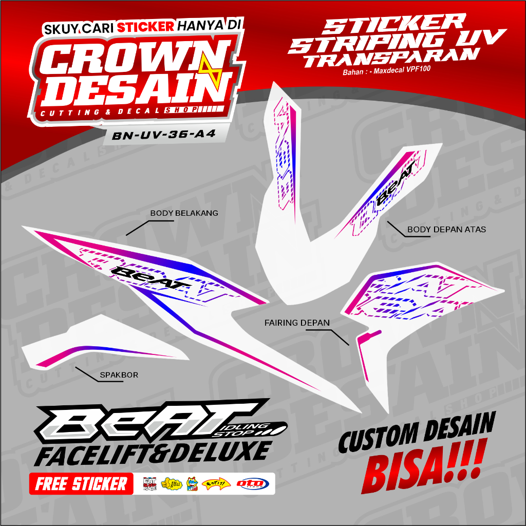 Beat Deluxe สติกเกอร์ Striping โปร่งใส UV Variation Minimalist Concept สติกเกอร์ Striping Beat Delux