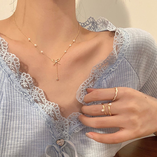 สร้อยคอโบว์เรียบง่าย jka275 (4f4)