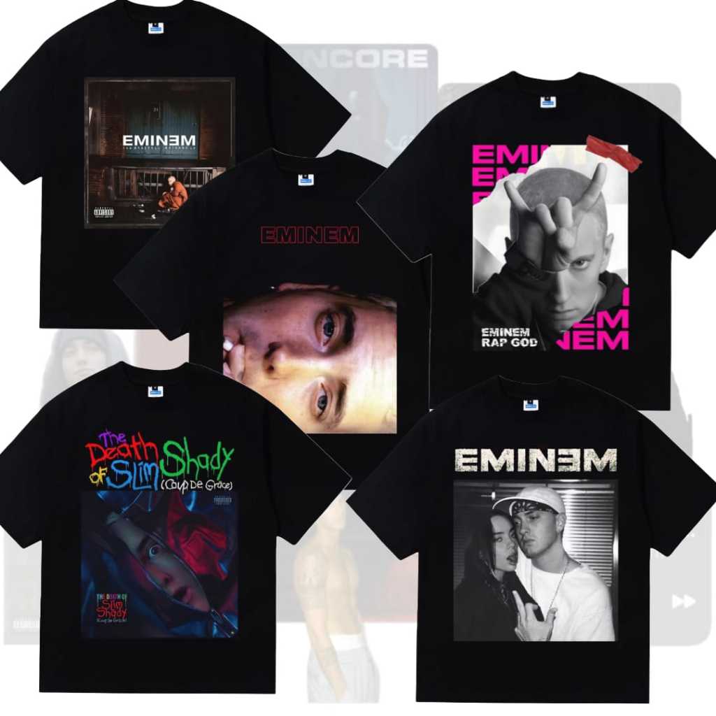 Hitam Metaphora Tshirt Eminem แขนสั้นสีดําเสื้อยืด Unisex distro