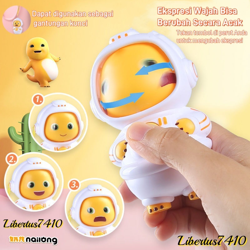 GANTUNGAN 5 การแสดงออกเปลี่ยน NAILONG Dino พวงกุญแจสีเหลือง ของเล่นเปลี่ยนหน้าได้ / ของเล่นเล่นน้ํา 