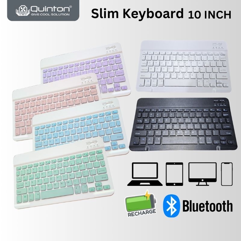 Quinton Keyboard KB-10 Mini Slim 10 นิ้วบลูทูธแบบชาร์จไฟได้สําหรับแท็บเล็ตและสมาร์ทโฟน