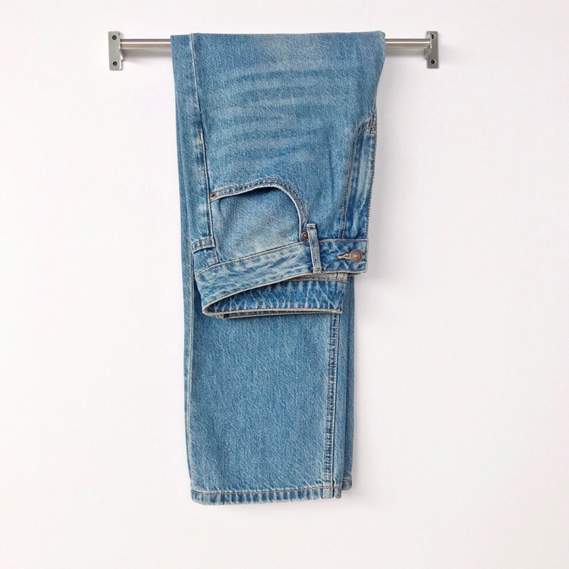 กางเกงยีนส์ Celine Blue Denim Vintage Washed Loose Straight Fit