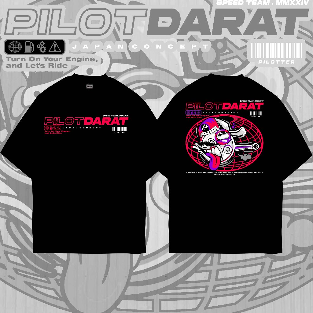 Land Pilot เสื้อยืด Japan Concept Pilotter Speed Worker Racing เสื้อยืด Herex Modern Streetwear สีดํ