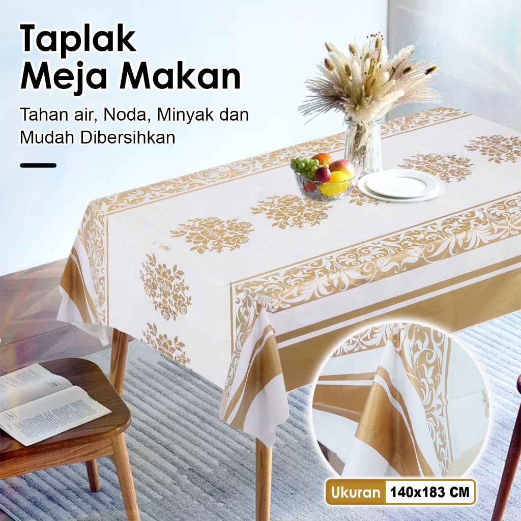 ผ้าปูโต๊ะรับประทานอาหารลายสีทองวัสดุ พีวีซี พรีเมี่ยมขนาดต่างๆ | D81-1A~D84-1A | เรียบ388