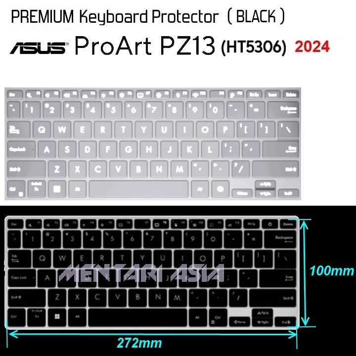 ตัวป้องกันคีย์บอร์ด ASUS ProArt PZ13 HT5306 2024 - ซิลิโคนสีดําระดับพรีเมียม