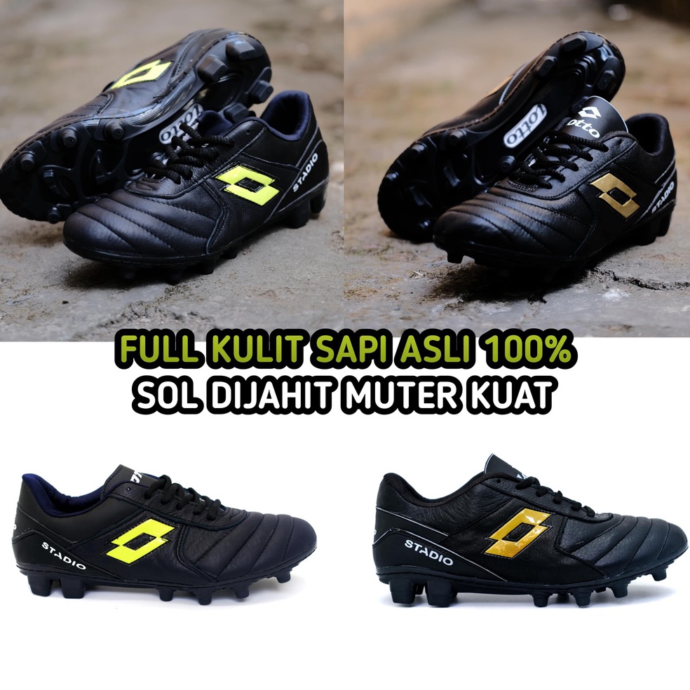 Super Stock Lotto Stadio รองเท้าฟุตบอลหนังแท้พร้อมพื้นรองเท้าเย็บเรียบร้อย