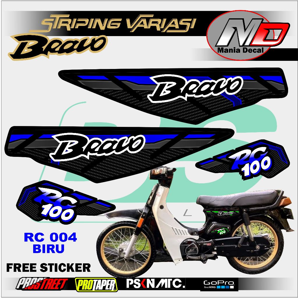 SUZUKI BRAVO RC100 MOTORCYCLE VARIATION STRIPING STICKER / SUZUKI BRAVO RC100 MOTORCYCLE STRIPING LI