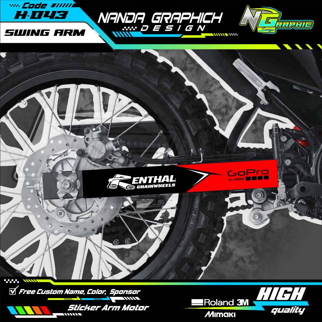 สติ๊กเกอร์สวิงอาร์มสากลขวาซ้ายคู่ Kx, CRF, KLX, YZ, Gordon, Dtracker, แชสซีมอเตอร์ ETC