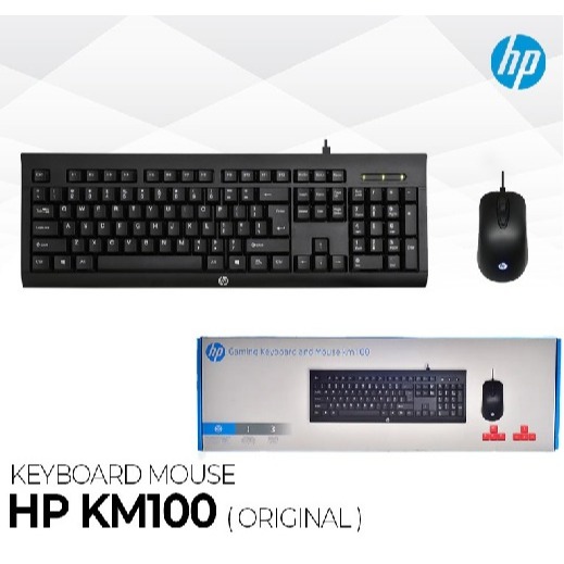 KEyboard hp 100 คีย์บอร์ดและเมาส์ HP Combo Keyboard + เมาส์สําหรับเล่นเกม KM100 hp km100