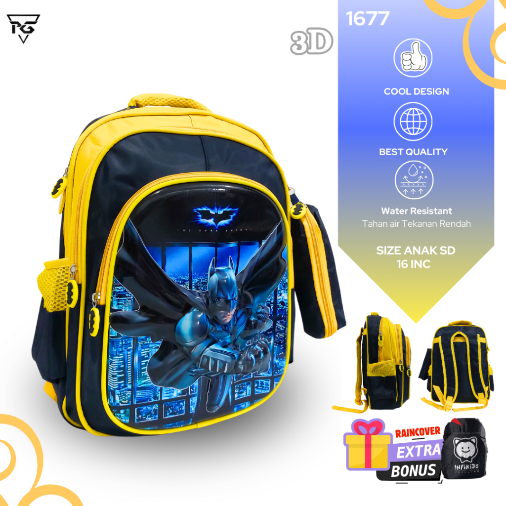 กระเป๋าเป้สะพายหลังตัวละคร Superhero 6D สําหรับเด็กโรงเรียนประถมศึกษา RPG 1677