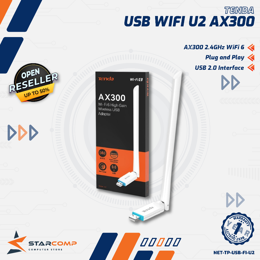 Tenda U2 AX300 WiFi 6 อะแดปเตอร์ USB ไร้สายกําลังสูง