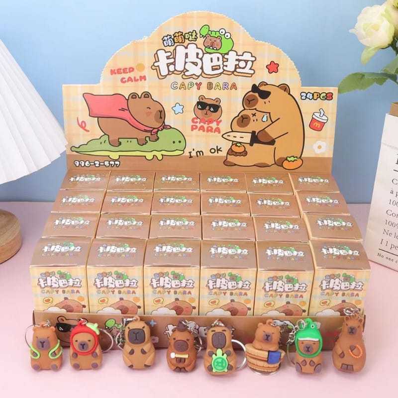 GANTUNGAN 24 ชิ้น พวงกุญแจ Kapipara กล่อง kuromi kapipara ตัวการ์ตูนน่ารัก