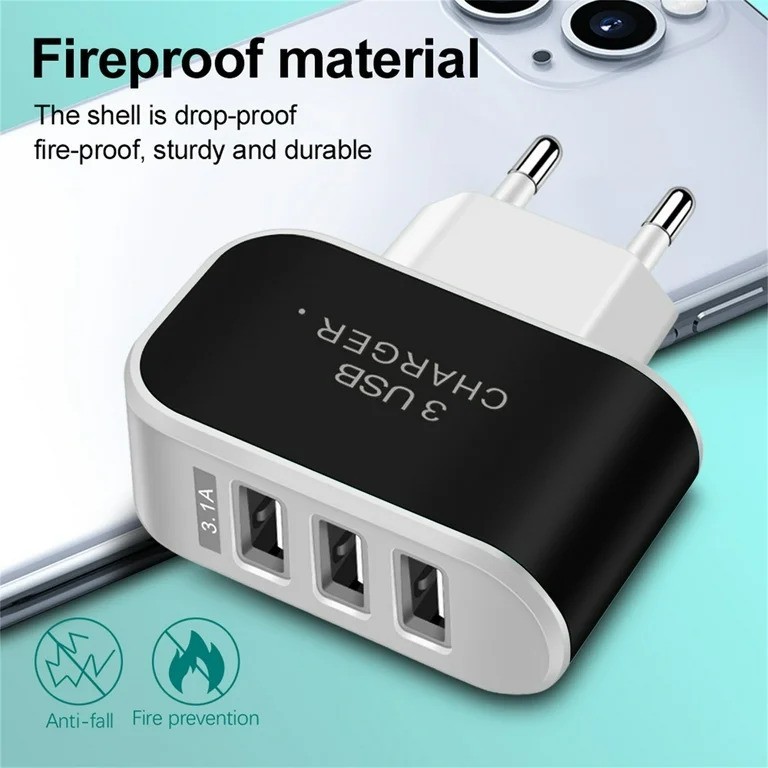 3 พอร์ต 5V 3.1A EU Plug LED Universal Travel Charger Adapter เข้ากันได้สมาร์ทโฟนอะแดปเตอร์หัว Charge