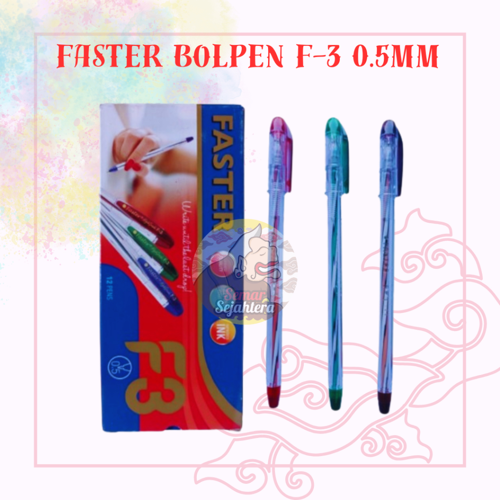 [แพ็ค] FASTER FASTER FASTER PEN 0.5MM BLACK BALLPOINT PEN (12 ชิ้น)