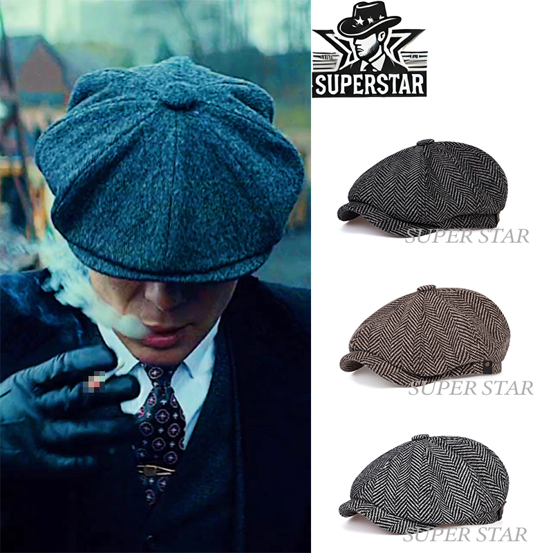 คลาสสิกแปดเหลี่ยมหมวกเบเร่ต์ลําลองหนังสือพิมพ์ช่างฝีมือ Unisex Tom Shelby Peaky Blinders หมวก Newsbo