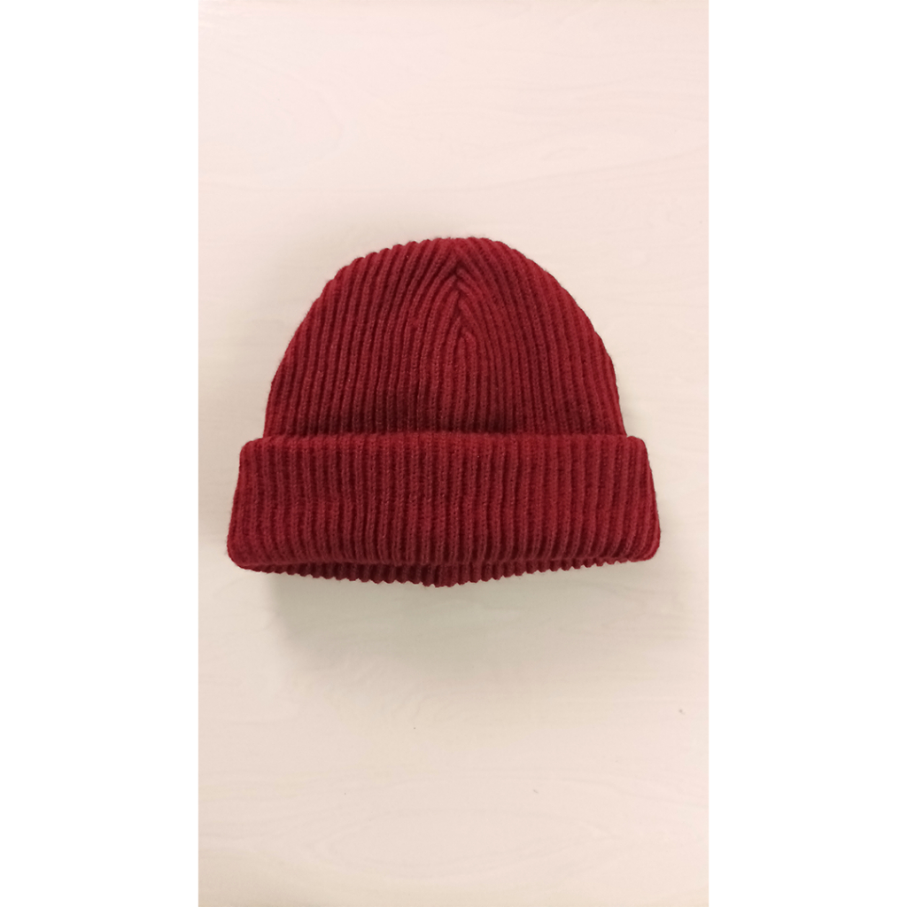 MERAH Red Short Beanie / Mens Red Short Beanie