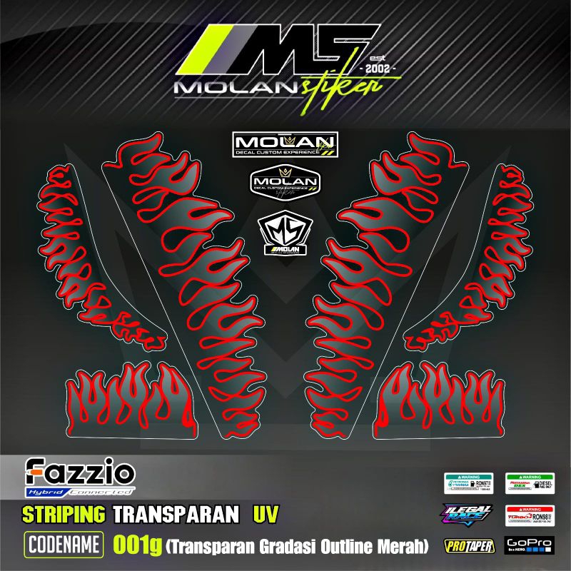 MERAH Decal สติกเกอร์ Striping Variation โปร่งใส Uv Fazzio Api Fazzio Justin Bieber Fazzio JB Yamaha