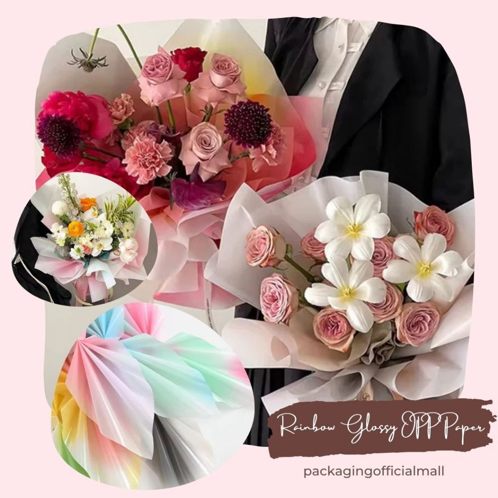 RAINBOW GLOSSY OPP PAPER / CELLOPHANE / กระดาษดอกไม้ BOUQUET / WRAPPING WRAPPER