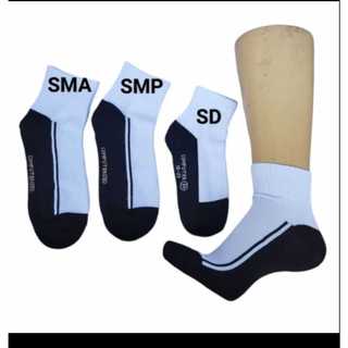 3Pasang Kaos Kaki Putih Telapak Hitam , Kaos kaki Hitam Putih Pendek SD SMP SMA