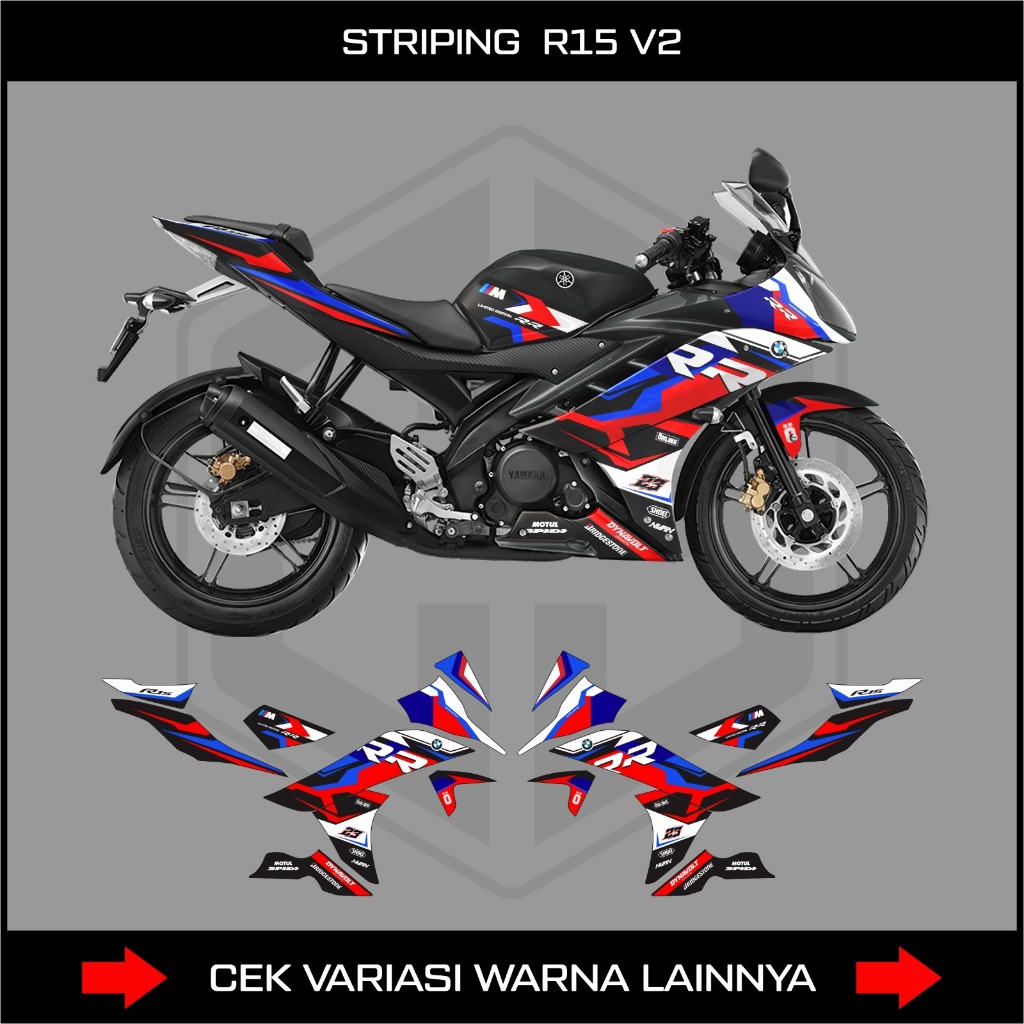 YAMAHA R15 V2 BMW EDITION STRIPING STICKER / R15 V2 MOTORCYCLE BODY LIST STICKER