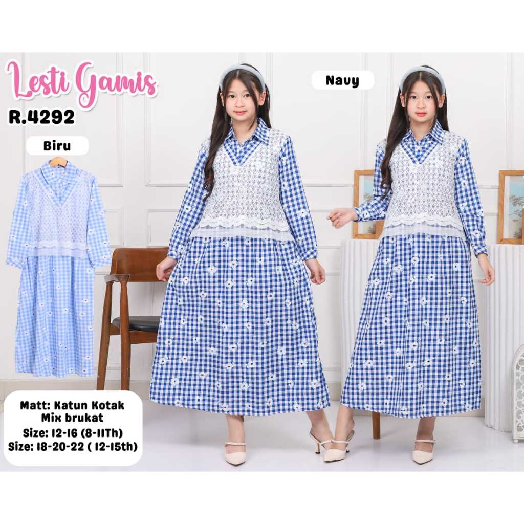 Katun (7 - 15 ปี) ชุด GAMIS สําหรับ GIRLS TANGGUNG / AMIS SET COTTON SQUARE MIX BRUKAT / LESTI GAMIS