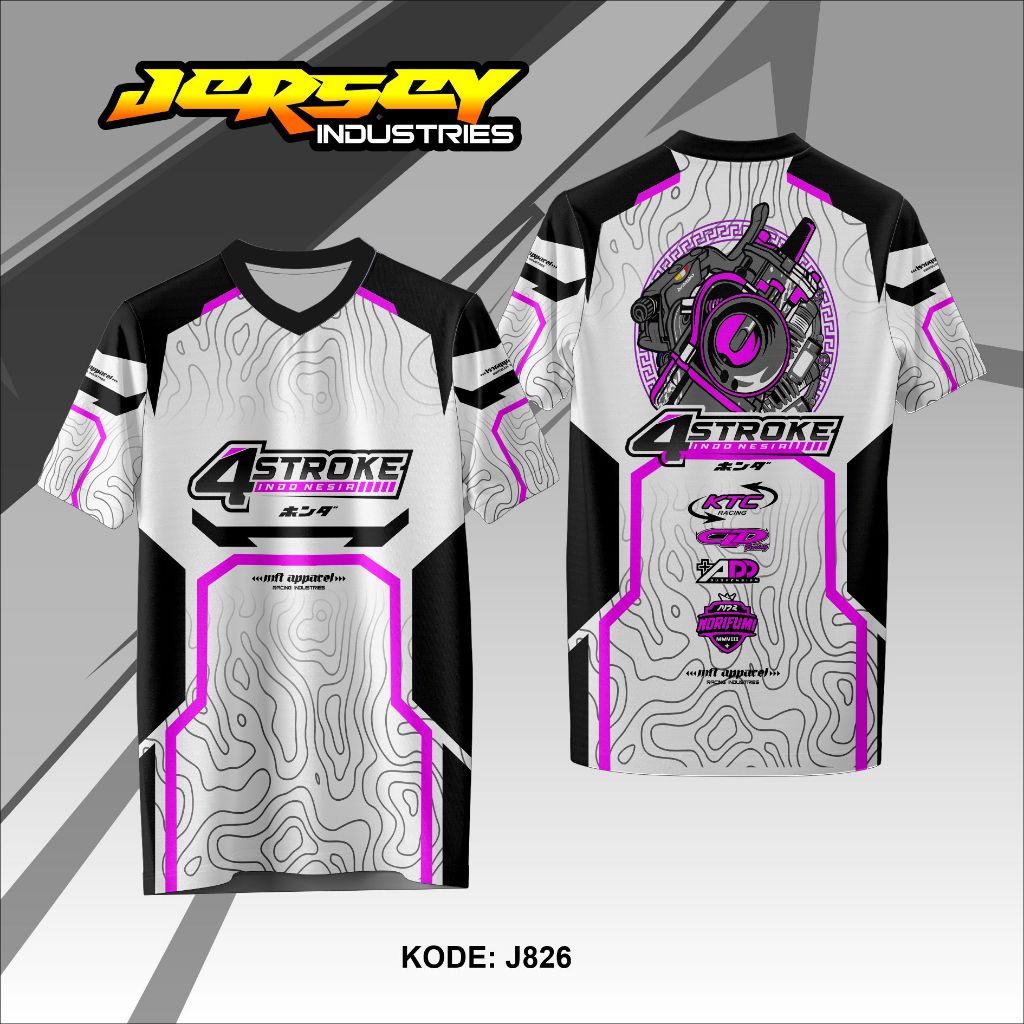 J826 Four Stroke Full Printing Jersey - Mft Apparel Racing Industries 4 จังหวะ Jersey