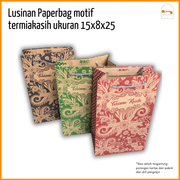 [DOZEN] Paperbag MOTIF THANK YOU UK 15 X8X 25/ PAPER BAG WAFER AND PUCUK TEA PAPER BAG GOODIE BAG PA