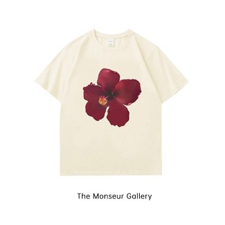 The Monseur Gallery  Kaos Wanita Oversize Big red Flower Style baju atasan wanita terbaru | Kaos baju Wanita Cream