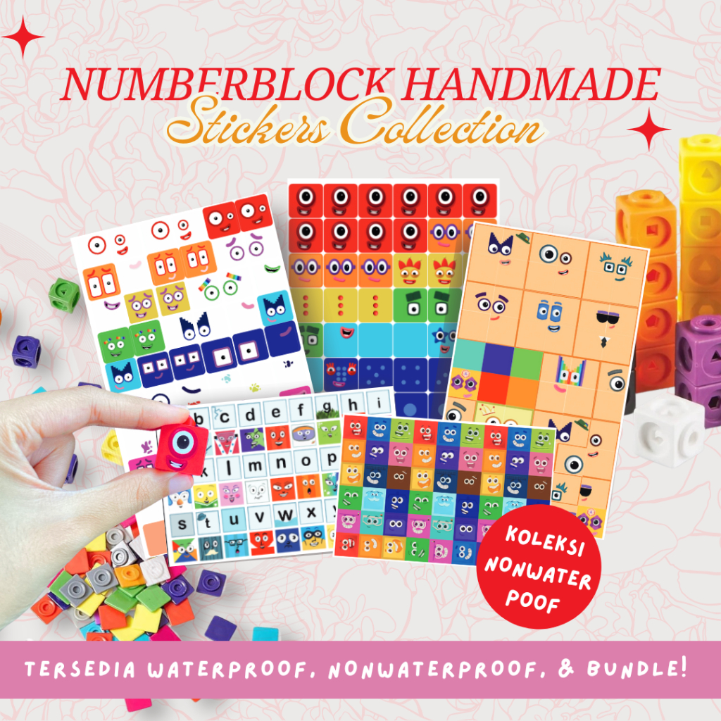 สติกเกอร์ทํามือบล็อกตัวเลข 60 ชิ้น + | สติ๊กเกอร์กันน้ําทางคณิตศาสตร์ | Numberblocks Face & Body Treasure Island | Mathlink Mathcube Montessori | สติกเกอร์แบบโต้ตอบเด็กน่ารัก