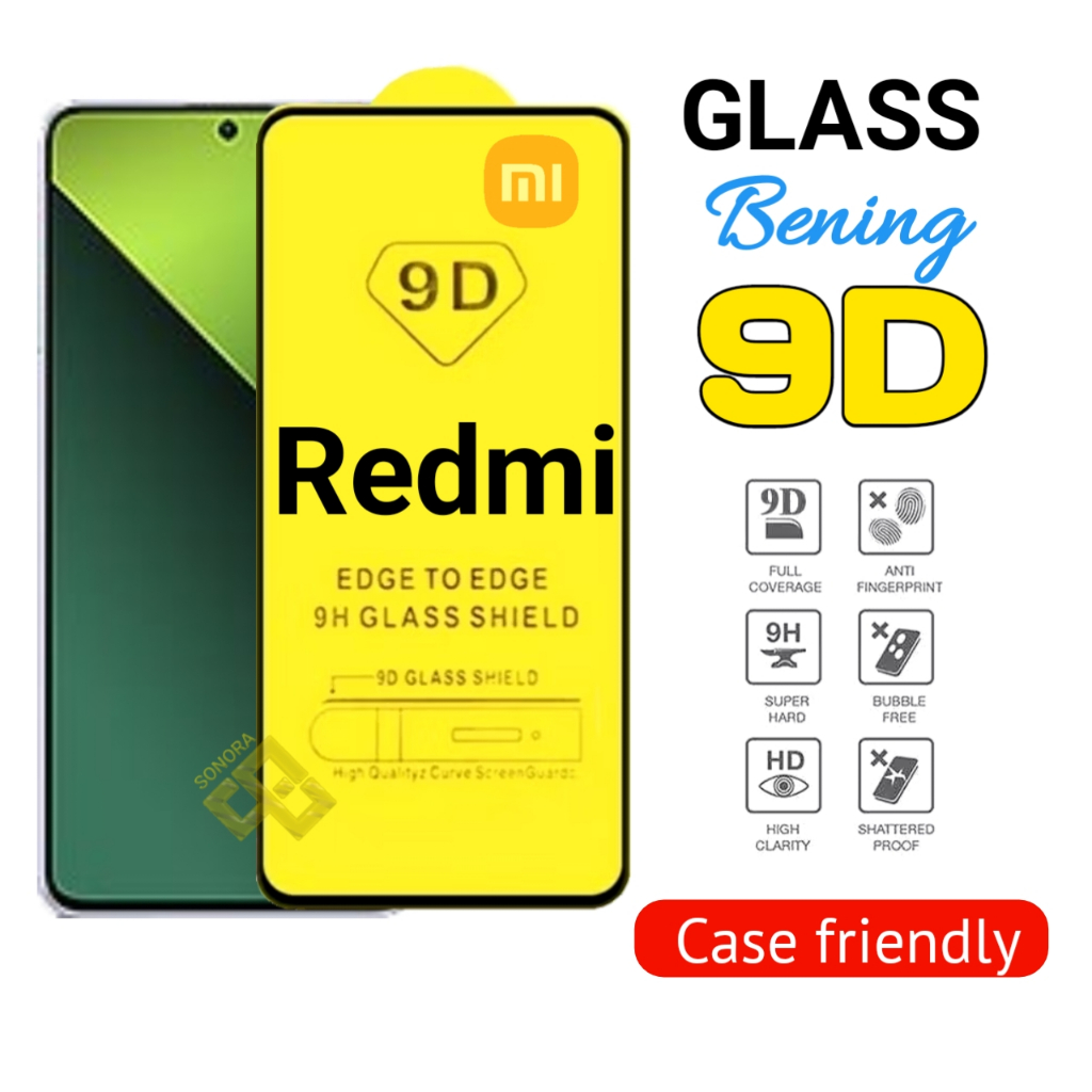 LAYAR กระจกนิรภัยกระจกใส 9D Redmi 13c 12 12c 10 5G 10 2022 A3 10a 10 10 Prime 10c 11 A3 A2 A1 A1 + Y